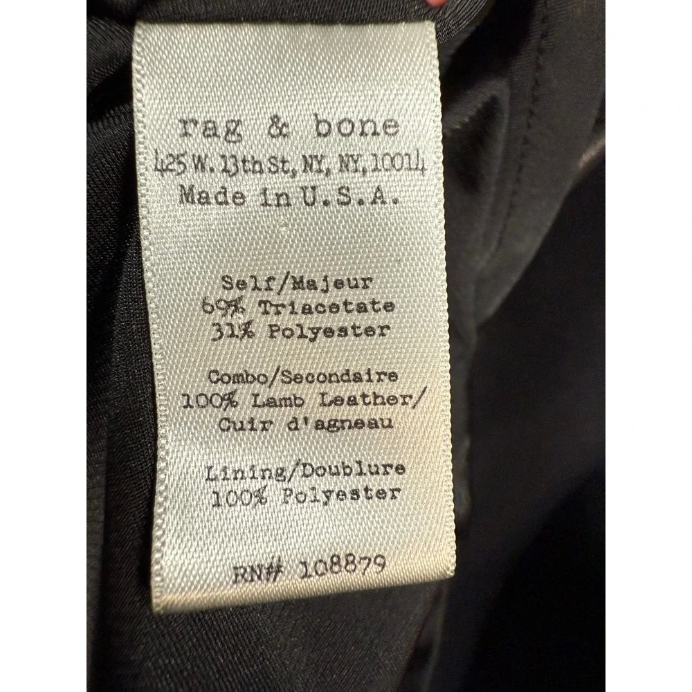 Rag & Bone Black Fit Flare Dress Lamb Leather Panels 8 USA Made Minimalist Chic - Picture 7 of 17